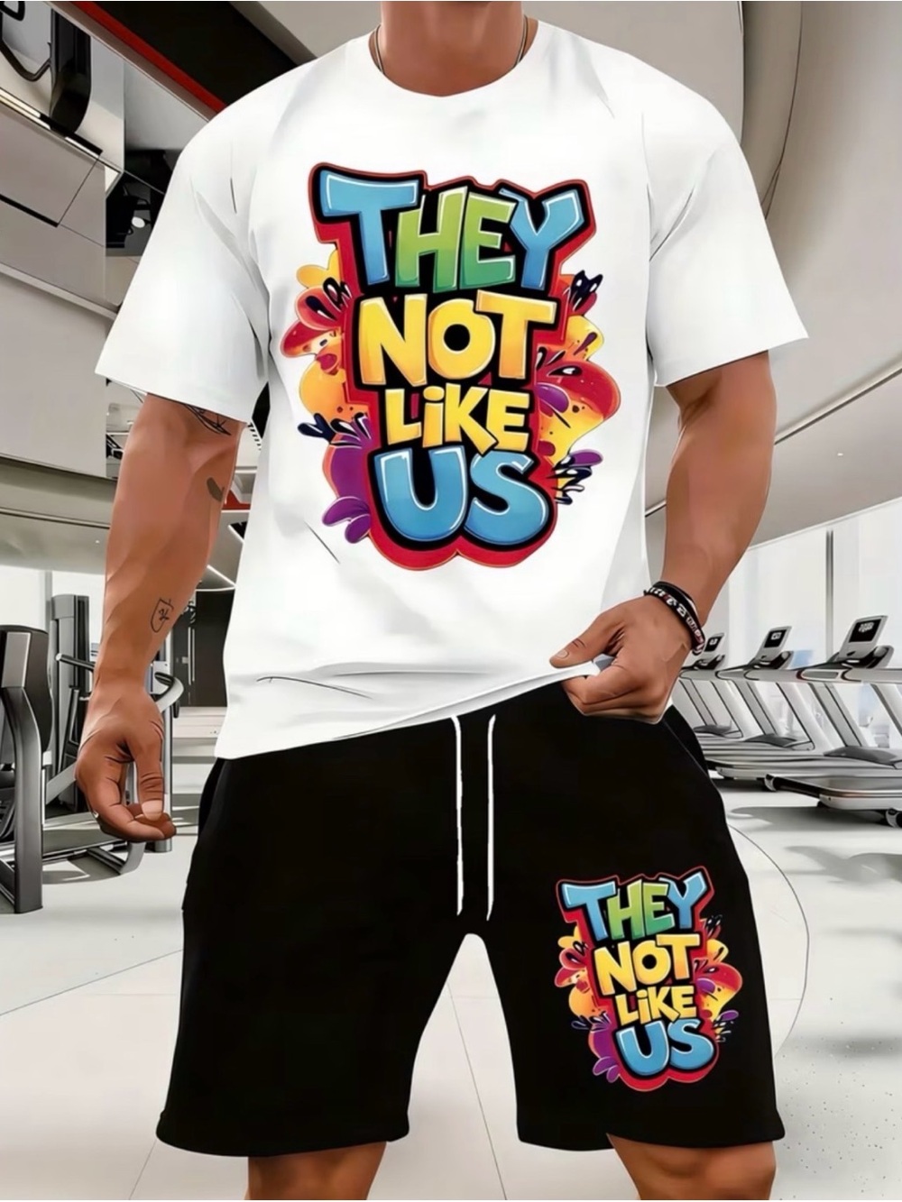 Mens Rap 2pc TShirt Shorts Outdoor Music Set NEW XL Clothes Fashion Sports Gift
